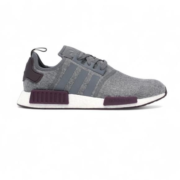 adidas NMD R1 Wool Grey Four Maroon Men's Sneakers Size 9 Casual Boost Shoes